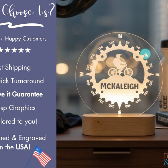 Personalized Cyclist LED Night Light – Fun Decor for Cycling Enthusiasts - Picture 4 of 8